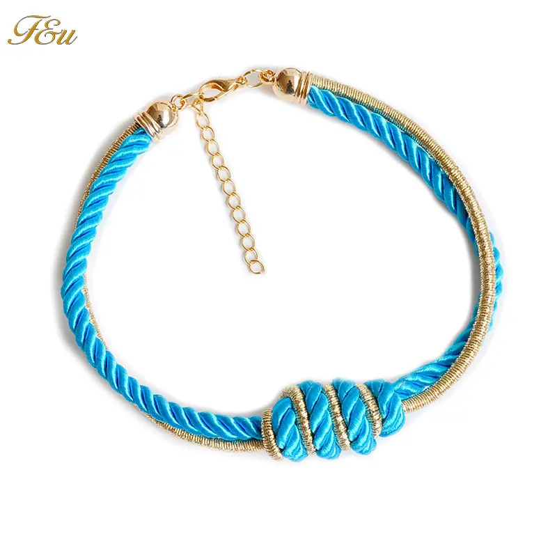 Multicolor Round Braided Rope Hemp Choker Necklace For Women Bohemia Hand knot Accessories Statement Jewelry | Украшения и