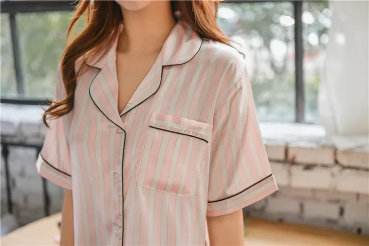 Шелковая пижама Fdfklak женские летние Пижамные комплекты с коротким рукавом