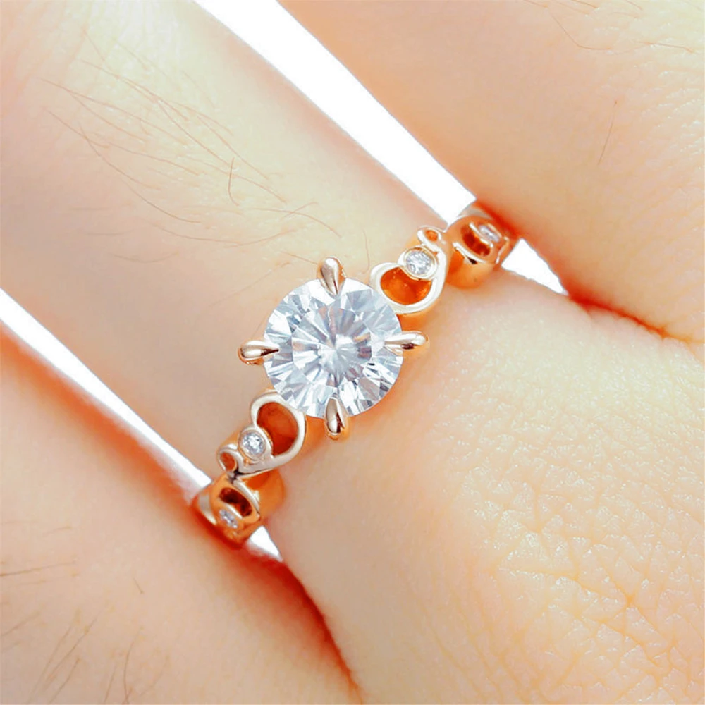 Новое Стильное женское легкое роскошное кольцо из розового золота с полым