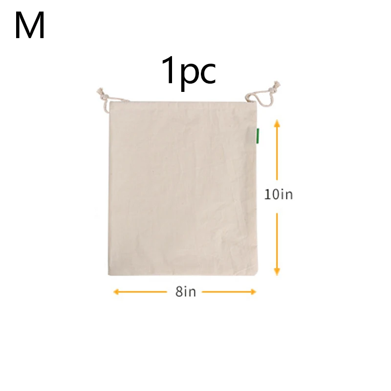 M 20cm x 25cm Портативные хлопковые мешки на шнурке, сумки для хранения, сумки для хранения фруктов и сумка для овощей, дорожные сумки для хранения - Цвет: M 20cm x 25cm