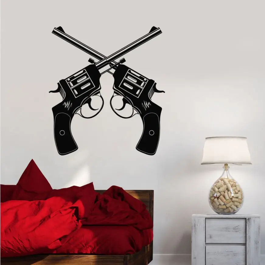 Виниловые наклейки на стены магазин пистолета револьвер Книги об оружии Стикеры