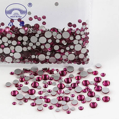 Purple red Ss6-Ss16 3D круглые смешанные Стразы для одежды для украшения ногтей 1440 Pz Кристаллы с плоской задней частью аппликация каменные Стразы X016 - Цвет: Purple red