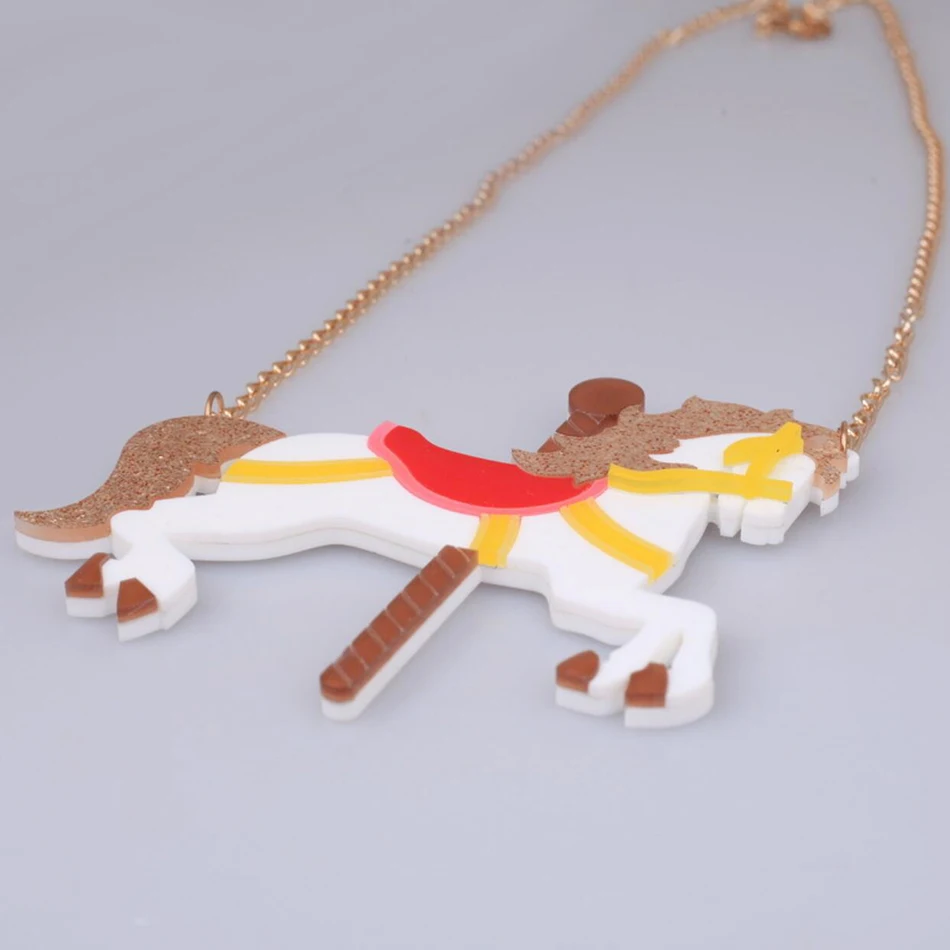 Ожерелье женское длинное из акрила с подвеской в виде карусели |