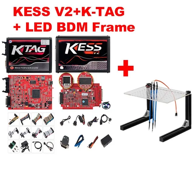 KESS K-TAG LED FRAME Полный ECU программист онлайн V2.47 ЕС красный Kess V2 V5.017+ KTAG V7.020 2,25+ 0475 FGTECH Galletto 4 V54+ программатор bdm чип Тюнинг инструмент - Цвет: KESS K-TAG LED FRAME