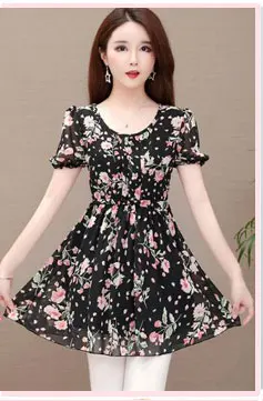 Одежда размера плюс, 5XL, 4XL, 3XL, топы, лето, Женская линия, дизайн, для офиса, леди, Цветочный, живот, туника-Пеплум, топ, блузка J32