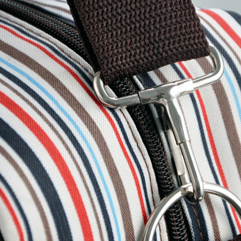 Striped Mummy Bag For Stroller Multifunction Nappy Tote Shoulder Retro Baby Diaper Large Capacity Fashion Handbag | Мать и ребенок