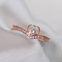 yun ruo simple chic heart zircon ring rose gold birthday gift woman fashion titanium steel jewelry never fade drop shipping