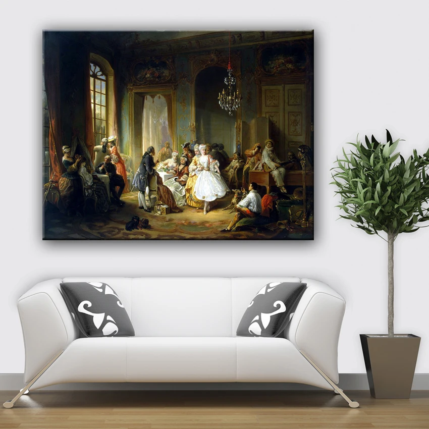 classical europe retro court people palace music canvas printings oil painting printed on cotton wall art decoration picture | Дом и сад