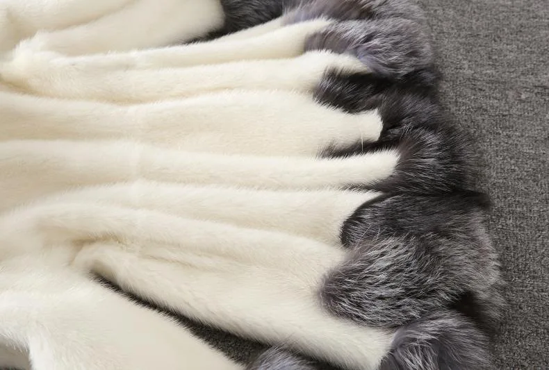 Женская шуба из искусственного меха норки зимняя уличная одежда средней длины с