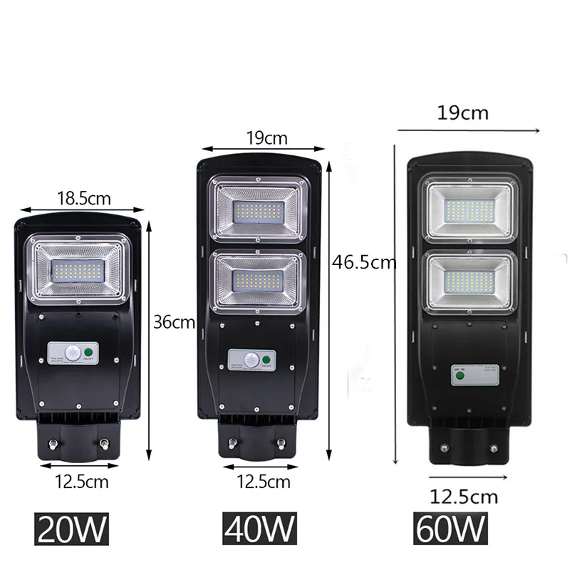 

20/40/60W Outdoor LED IP67+40cmPole Solar Sensor Light Remote Control Street Light Radar Motion 2In1 Constantly Bright&Induction