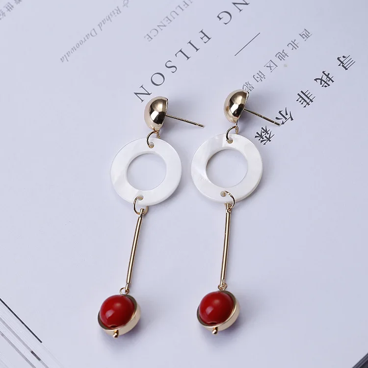 Новая золотая пластина длинные Серьги для Для женщин натуральный В виде ракушки