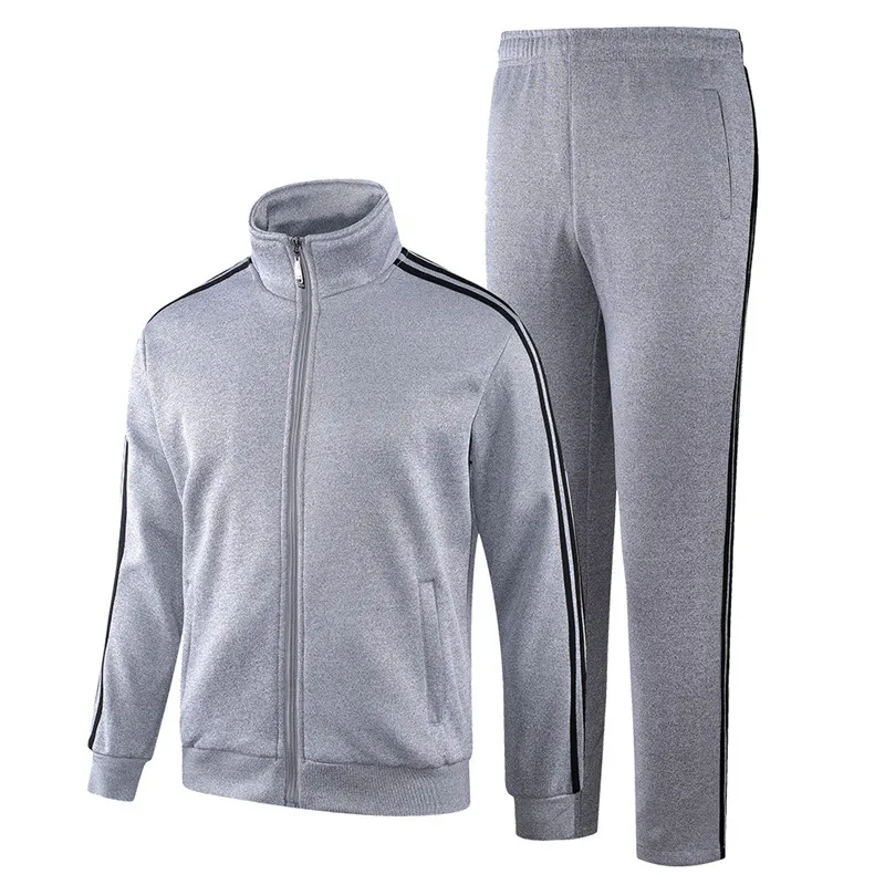 Light Gray YIHUAHOO спортивный костюм мужской зимний толстый теплый бархатный меховой жакет комплект одежды из двух частей спортивные штаны спортивный костюм KSV-TZ090 - Цвет: Light Gray
