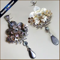 sorcerkeeper natural mother of pearl seashell water carving beads pendant hand carved flower vintage art necklace for women s015
