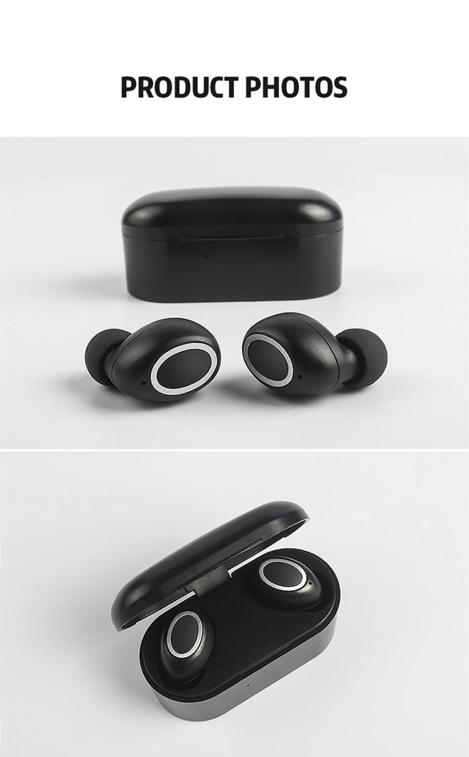 VOULAO Wireless Headphone Bluetooth V5.0 Earphones TWS In-Ear Handsfree Headset Sport Earbuds For IOS Android With Charging Case
