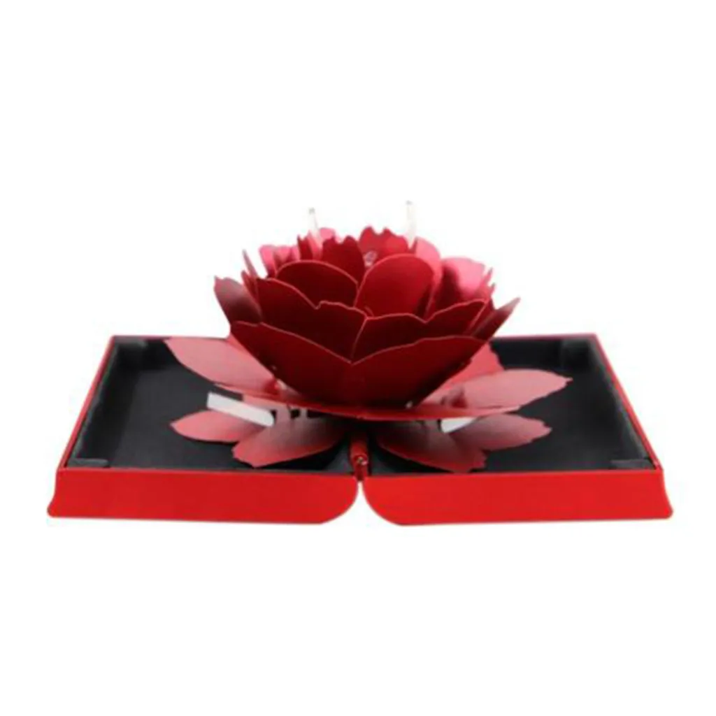 Новый 3D выдвижной ящик для колец с красными розами Свадебная коробка помолвки