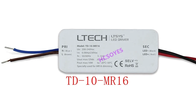 LTECH симисторное затемнение драйвер TD 10 MR16 200 240 В вход выход 0 Вт 12 постоянного тока