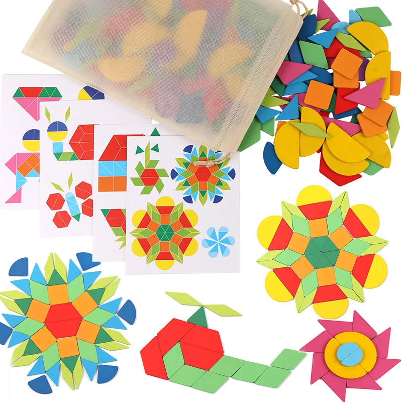 

204/255pcs 3D Geometric Puzzle Toys for Kids Children Wooden Educational Learning Toys Colorful Wooden Jigsaw Puzzle Board Set