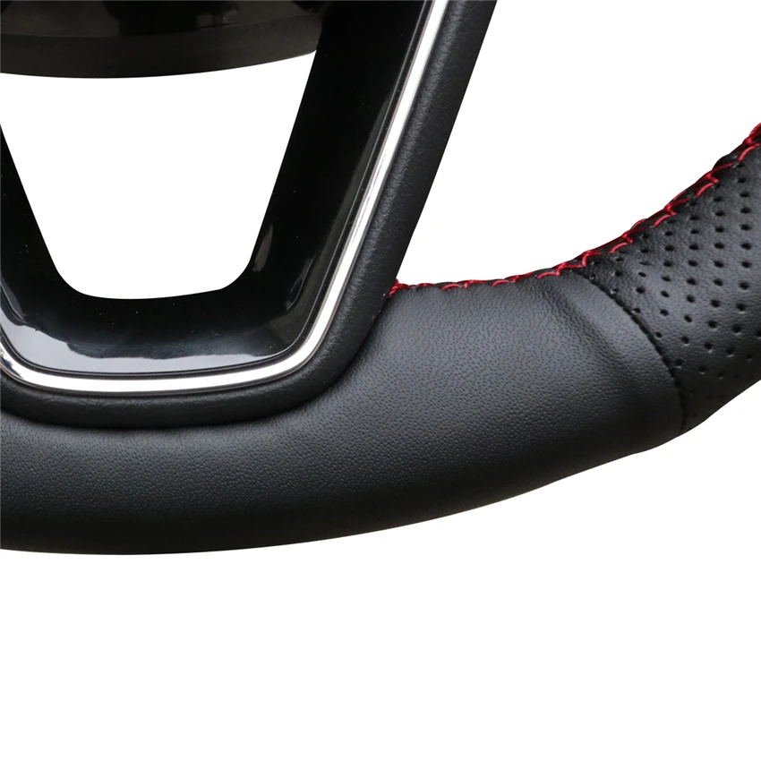 Черный чехол на руль из натуральной кожи MEWANT для Seat Leon 2013 2020 Ibiza Alhambra Arona Ateca Tarraco