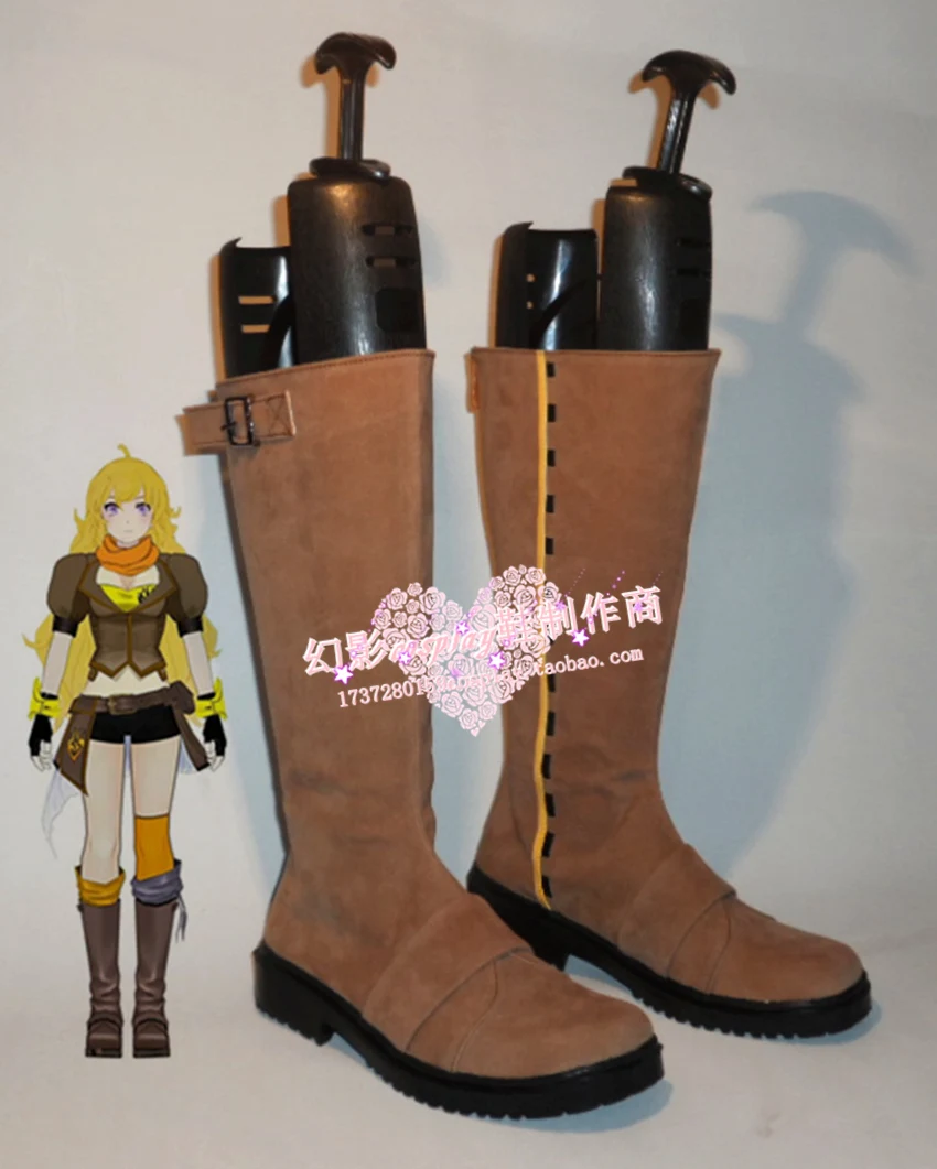 RWBY Yang Xiao/длинные коричневые ботинки для костюмированной вечеринки на Хэллоуин