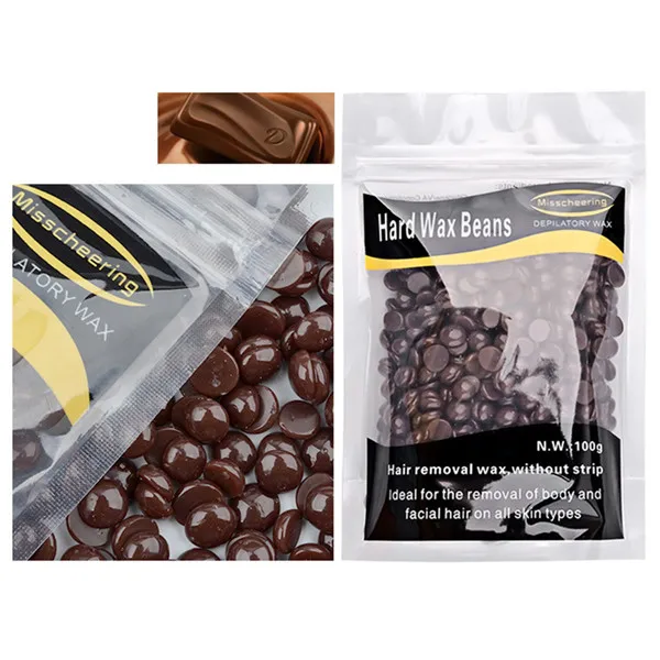 Chocolate 100 г, жесткий воск для депиляции, бразильские гранулы, пленка, воск, шарик, удаление волос, гранулы, бикини, удаление волос, крем для бритья лица, TSLM2 - Цвет: Chocolate