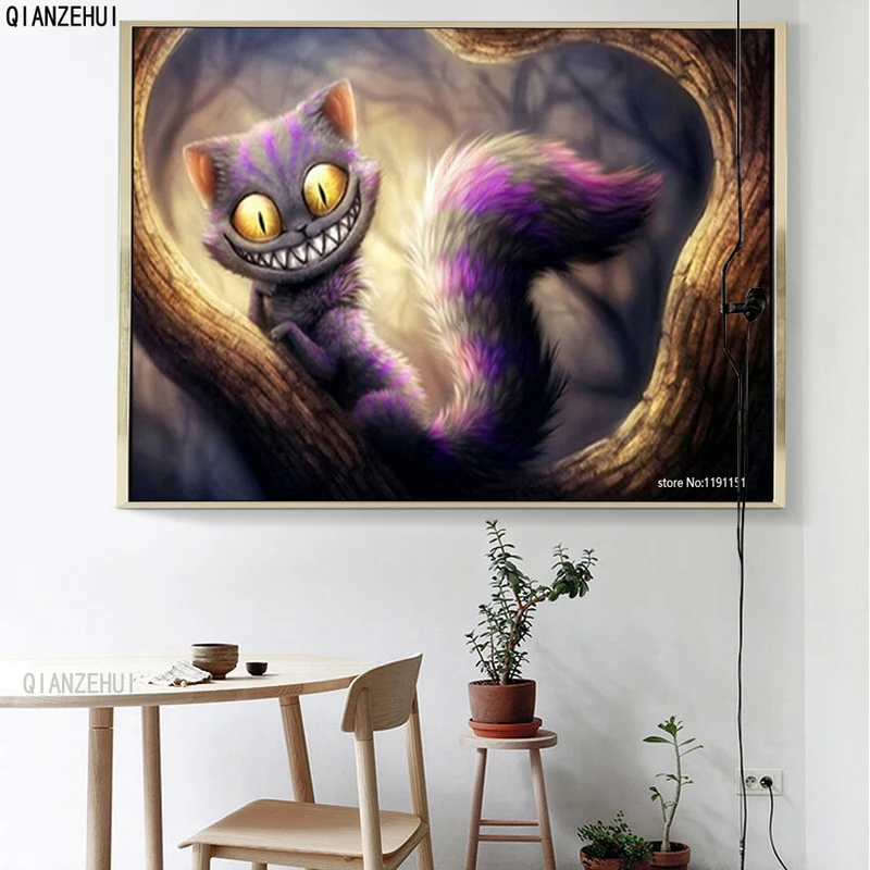 Стразы DIY пластиковые поделки картина Алмазное дерево кошка квадратная Алмазная