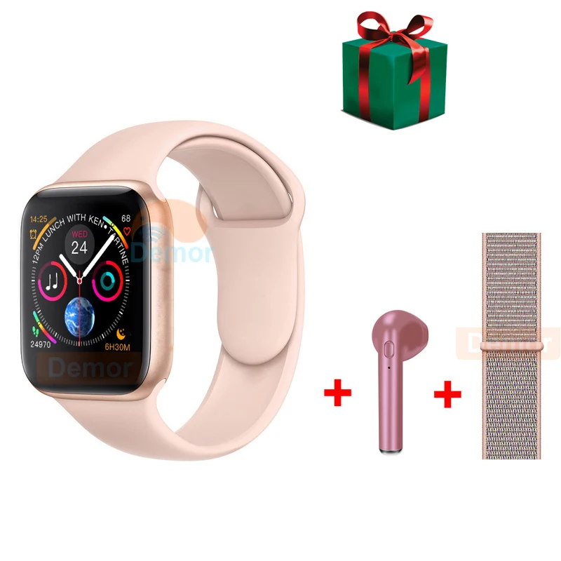 Rose Gold loop DEMOR IWO 8 умные часы серии 4 монитор сердечного ритма подключение 44 мм умные часы для Apple iPhone samsung Android телефон наушники подарок - Цвет: Rose Gold loop