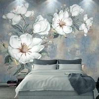 custom photo wallpaper 3d embossed white flowers oil painting wall paper bedroom living room european style mural wall coverings