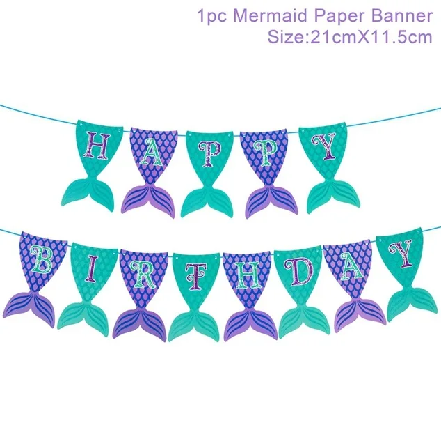 Mermaid Banner 1 FENGRISE детские шляпы для вечеринки по случаю Дня Рождения Бантинг Баннер с днем рождения баннер вечерние флажки для украшения мероприятий - Цвет: Mermaid Banner 1