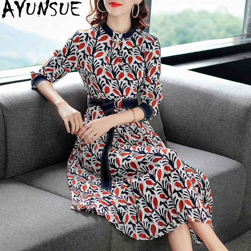 Винтажное Макси офисное платье женская одежда 2019 весна осень в горошек с принтом