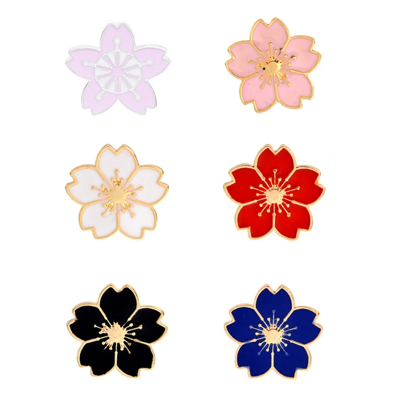 Женская эмалированная брошь в форме цветка вишни модная брошка значок на шляпу