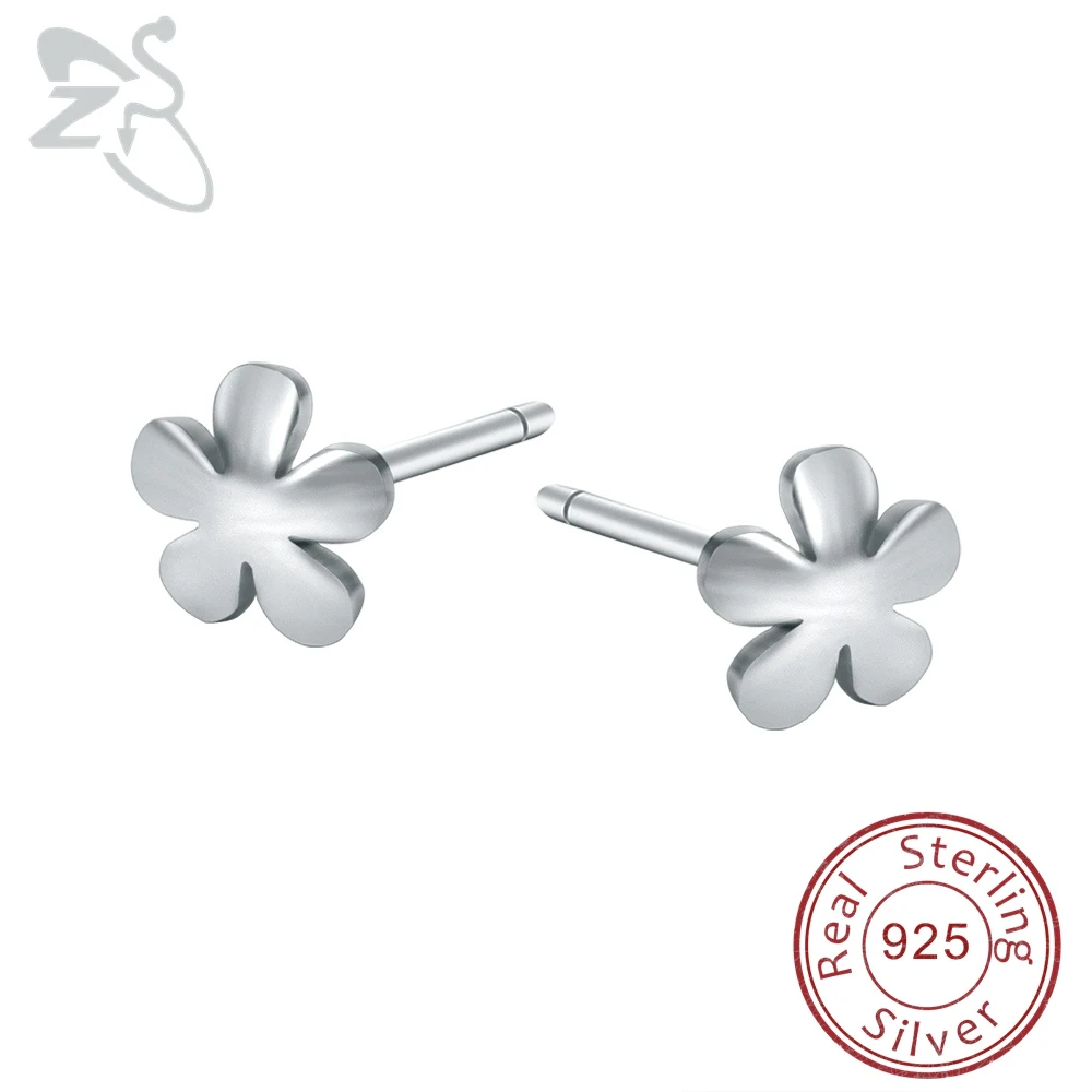 Серьги гвоздики женские из серебра 925 пробы с цветком сливы 5 мм|flower earrings|cute earringskids