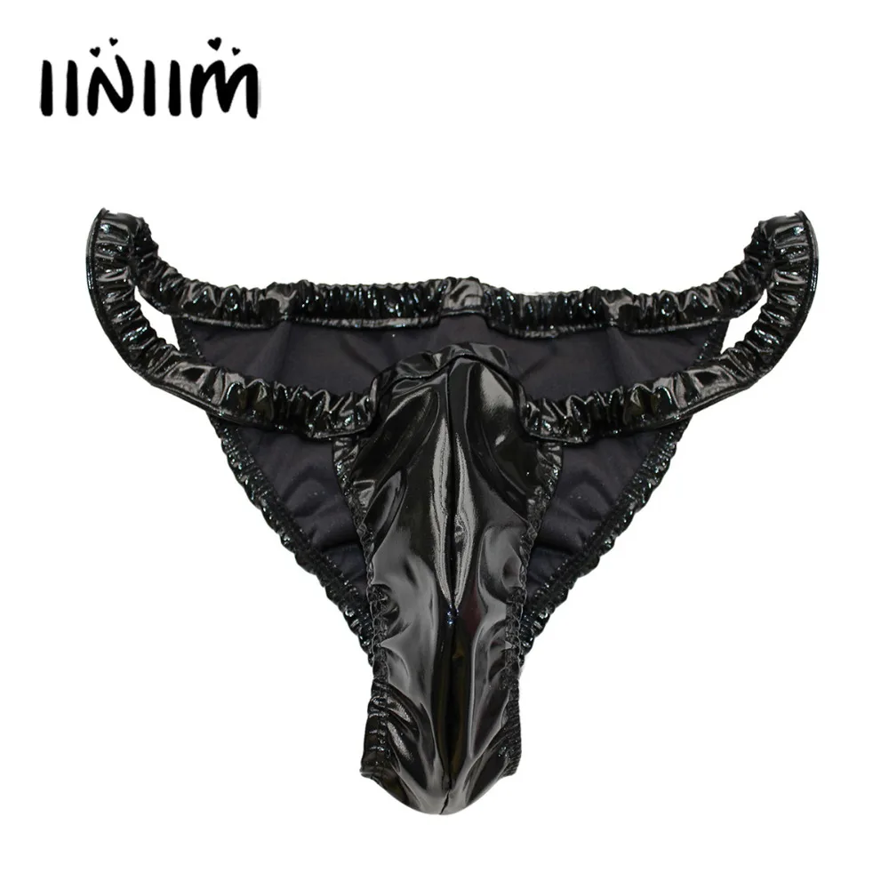 Горячие сексуальные Для мужчин s спандекс и трусы бикини из латексного каучука