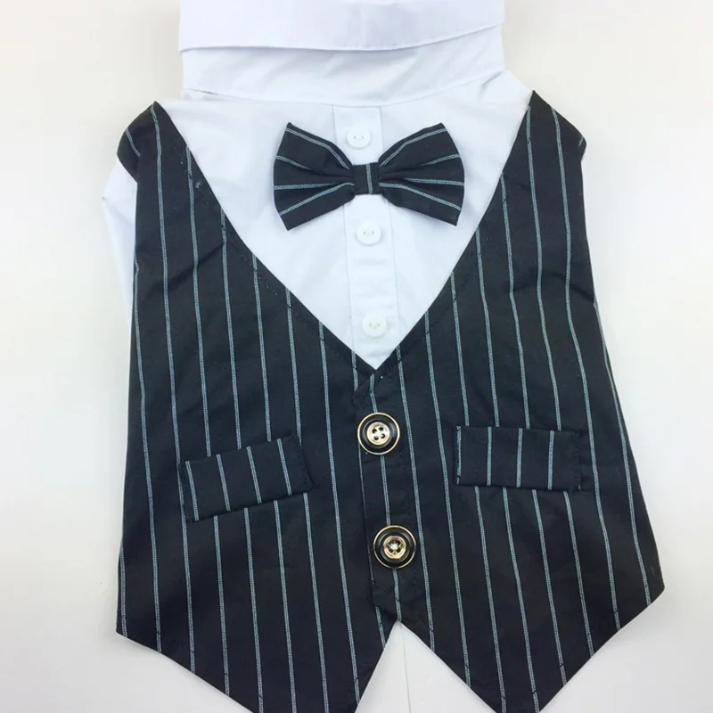 Черный Dog Wedding Clothes Dog Suit Tuxedo Clothes For Dogs Costume Bow Tie Pets Clothing For Dogs Pug French Bulldog Cat Pet Supplies - Цвет: Черный