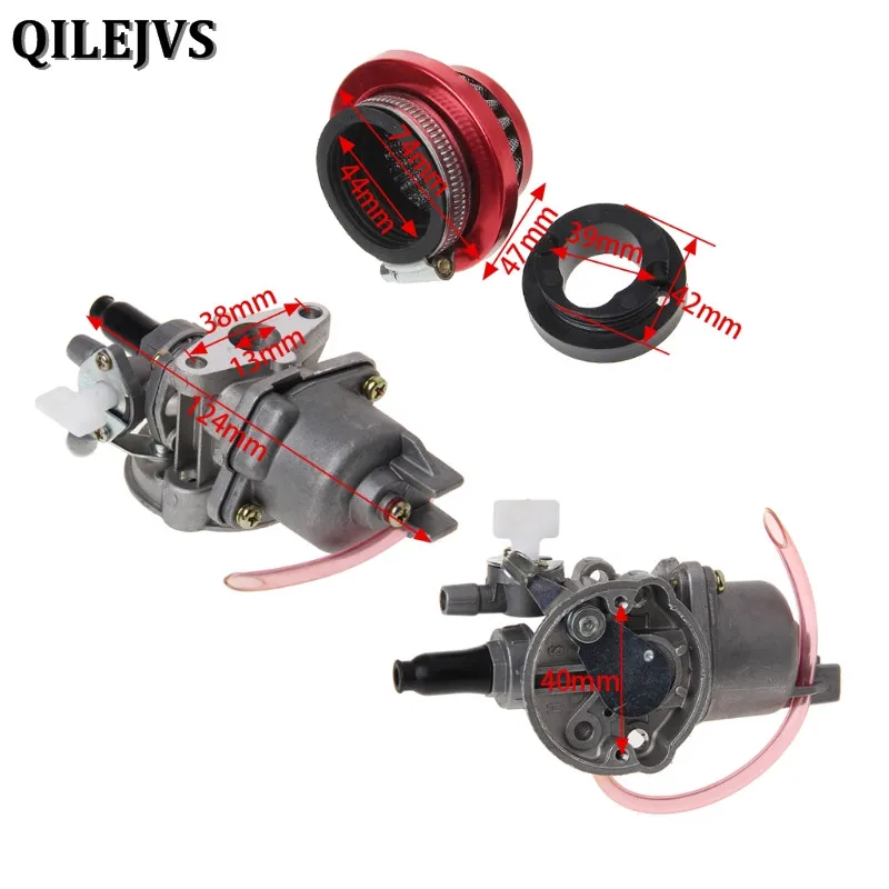 Карбюратор QILEJVS Carb Carby + красный воздушный фильтр стек для 2 тактного двигателя 47cc