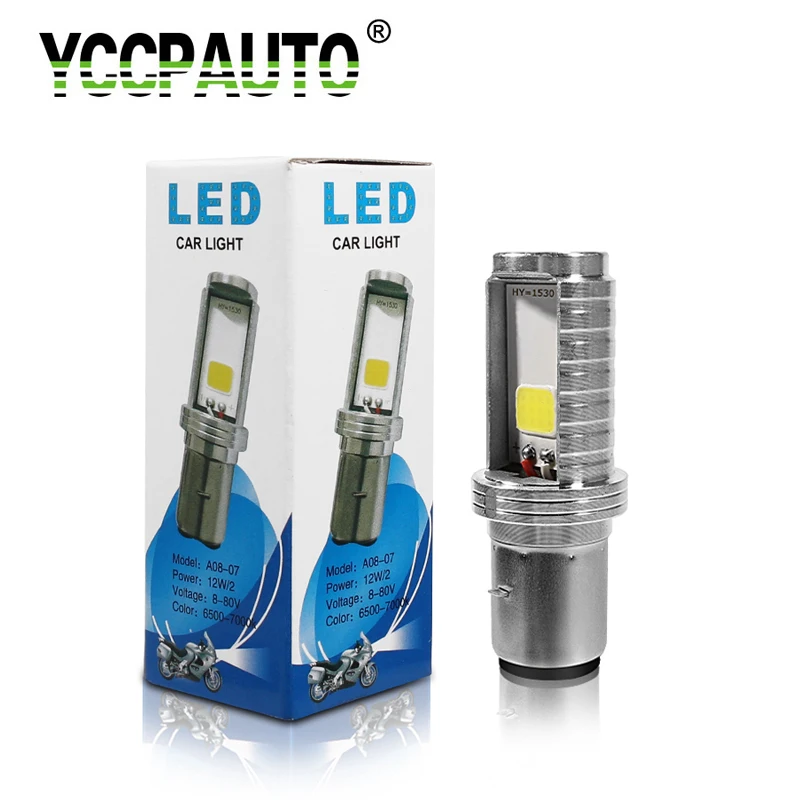 

YCCPAUTO H6 Ba20d LED Motorcycle Headlight 12W 1200Lm White Hi/Lo Beam led moto Bulb for Motorbike Scooter Moped Headlamp 12V