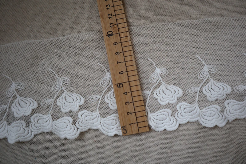 2 ярда белые цветочные кружевные ткани двора хлопковые Цветочные с вышивкой | Дом