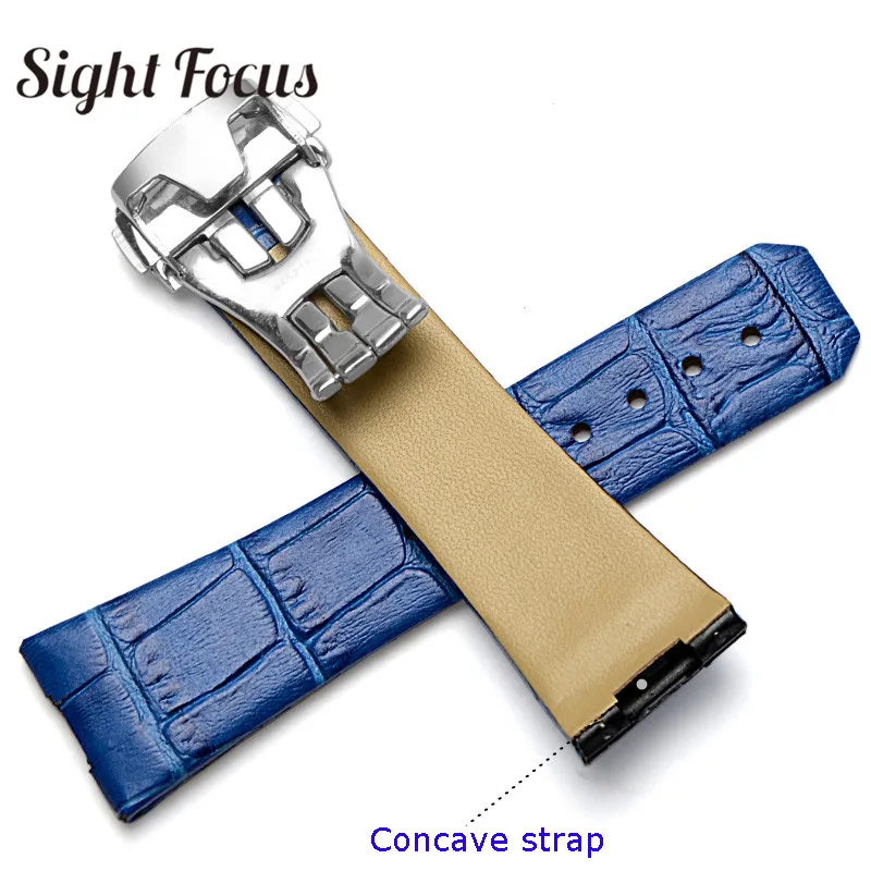 17mm(Concave 7mm)  23mm(Concave 9.5mm) Womens Leather Straps for Omega Watch Constellation Double Eagle Watchbands Bracelet Belt