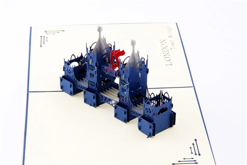 Красный Лондонский мост ручной работы карты с лазерной резкой объемный 3D всплывающие пользовательская поздравительная открытка на день рождения подарки открытки