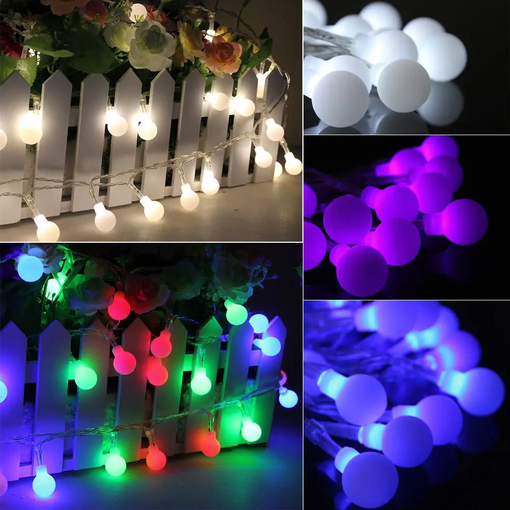 Новые 10 м 100 лампочек матовые глобусы круглые шары светодиодные сказочные