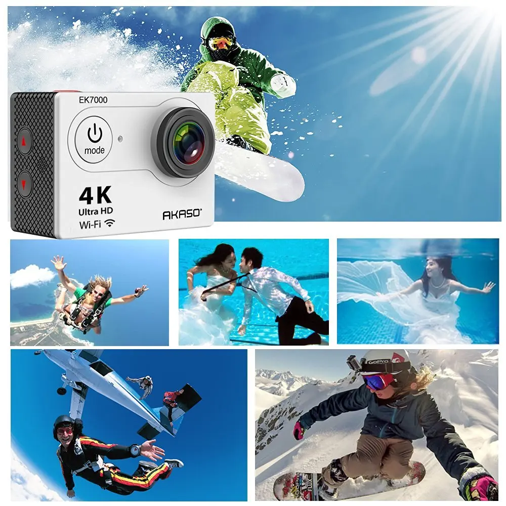AKASO EK7000 Wifi экшн-камера 1080p Full HD 2 дюйма 170 широкоугольная 30 м Водонепроницаемая мини-камера Спортивная камера селфи палка аксессуары