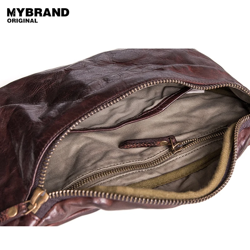 MYBRANDORIGINAL нагрудная сумка для мужчин из натуральной кожи Мужская винтажная