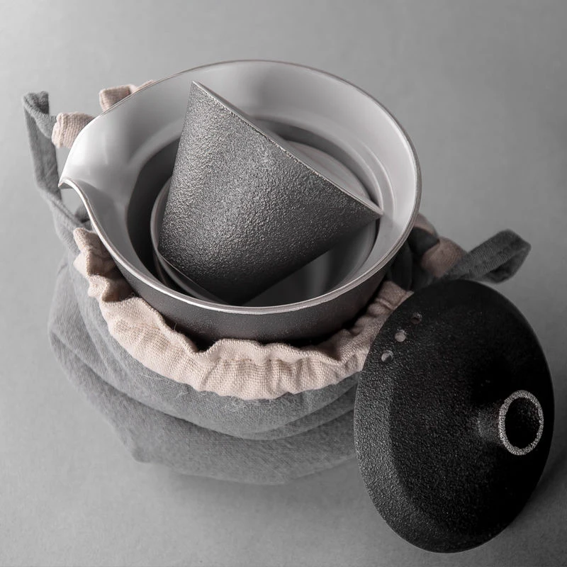 Японский черный дзен грубая керамика путешествия Чай Наборы для ухода за кожей