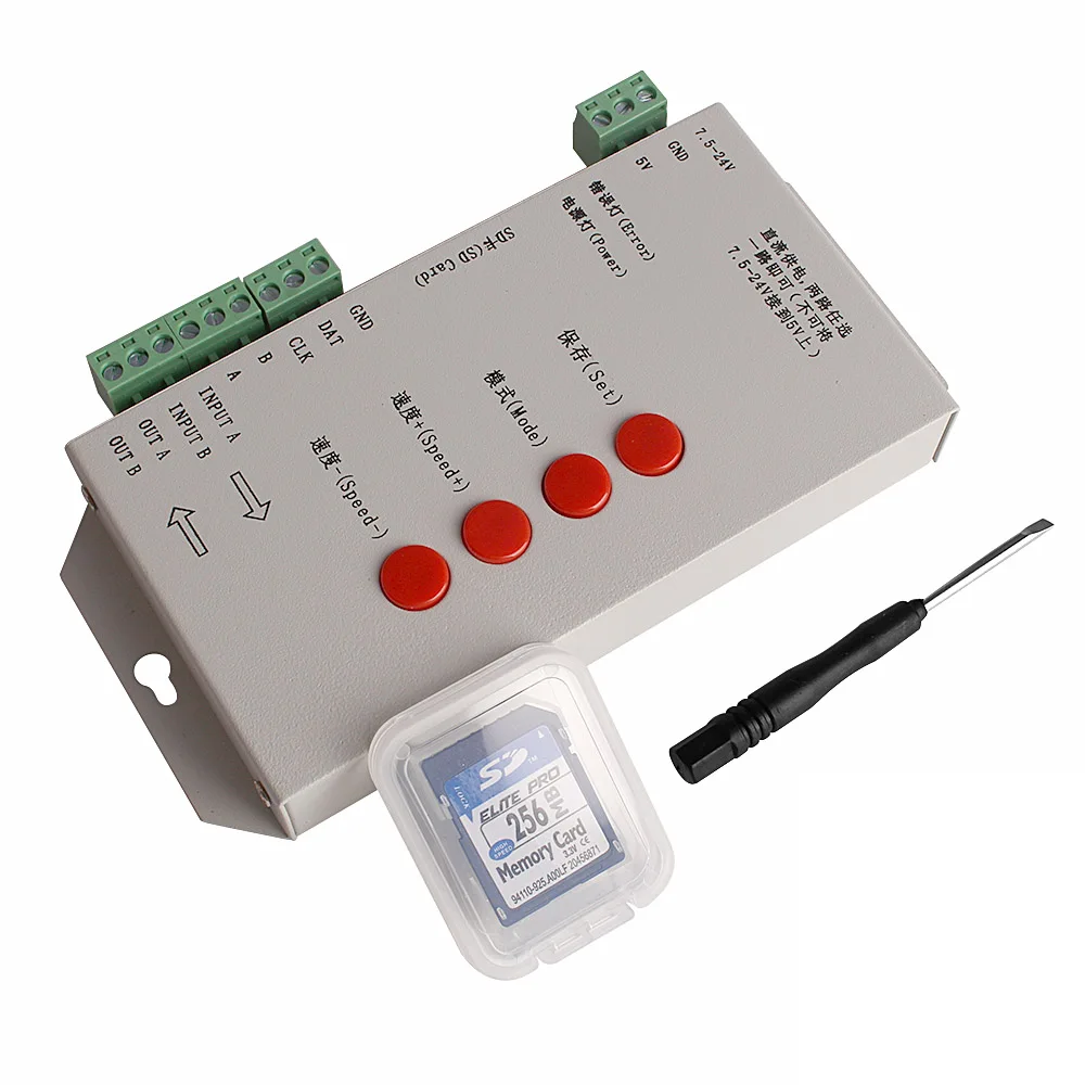 Светодиодный T1000S 128 SD карты Пиксели WS2811 контроллер DC5 ~ 24 V для WS2801 WS2812B LPD6803