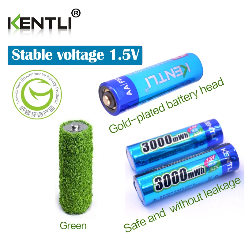 KENTLI  1.5v 3000mWh no memory effect aa rechargeable li-ion polymer lithium battery + 4 slots USB Charger