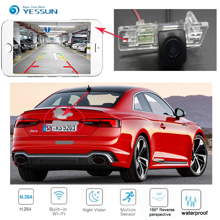 Car wireless backup camera For Audi A5 S5 RS5 Q5 2007~2011 New Arrival! wireless connection car reversing HD camera