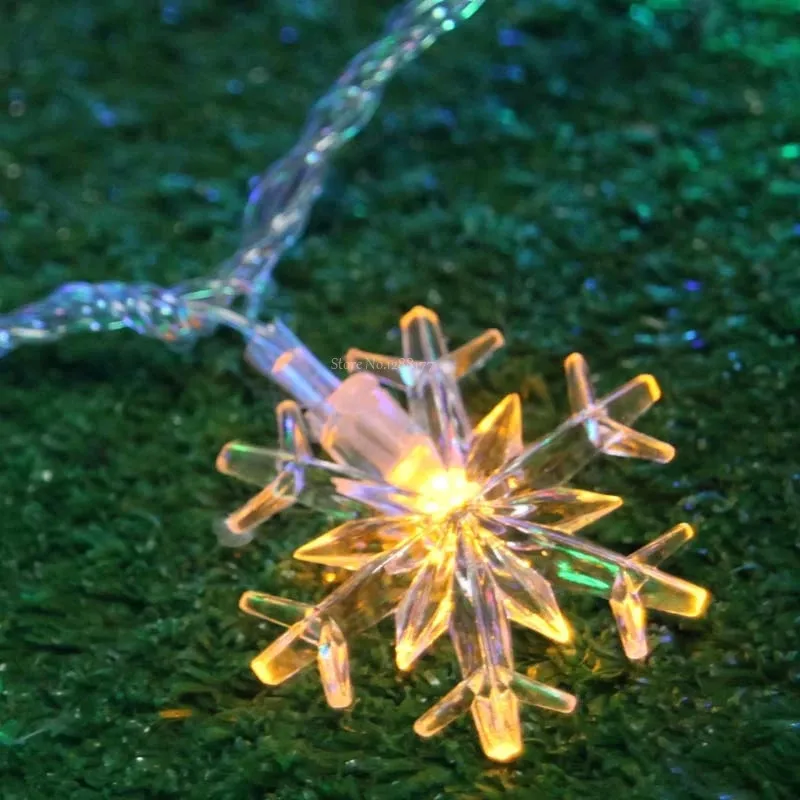Luminaria 50 Led Battery Operated Chandelier Navidad Lamp 5m Snowflake Pendant String Lights Garland | Лампы и освещение