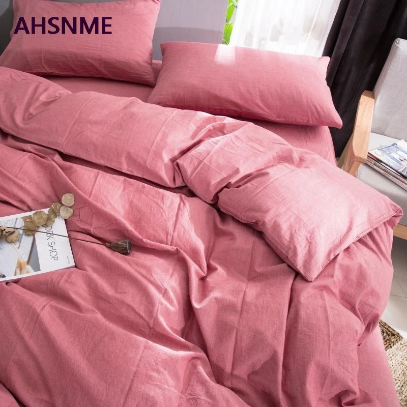 

AHSNME 100% Cotton bed linen Super Soft Bedclothes Bedcover Cool Summer Carmine Duvet Cover comforter bedding sets