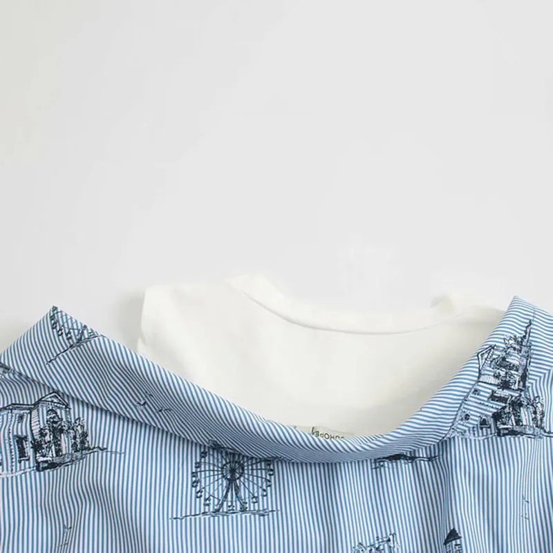 Женское платье-рубашка с принтом из мультфильма летнее платье длинным рукавом