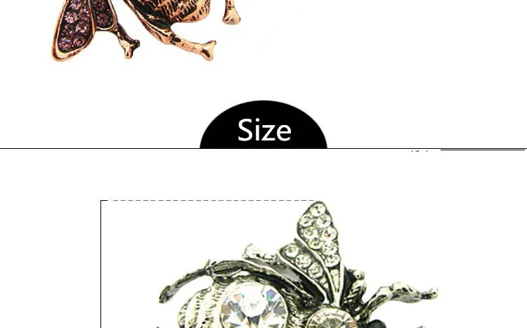 Factory Direct Men Classic insects Bee Brooch vintage Rhinestone Broach Purple Bee Brooches Hijab Pins For Women X1212