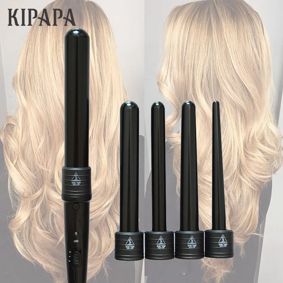 KIPAPA 5P щипцы для завивки волос 9-32 мм профессиональные щипцы для завивки волос 0,35 до 1,25 дюймов керамические инструменты для укладки волос Сменные щипцы